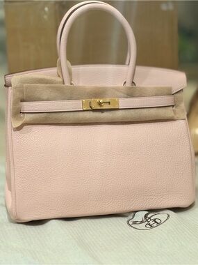 H Birkin 30 Sakura pink powder GHW imported Togo leather HANDMADE